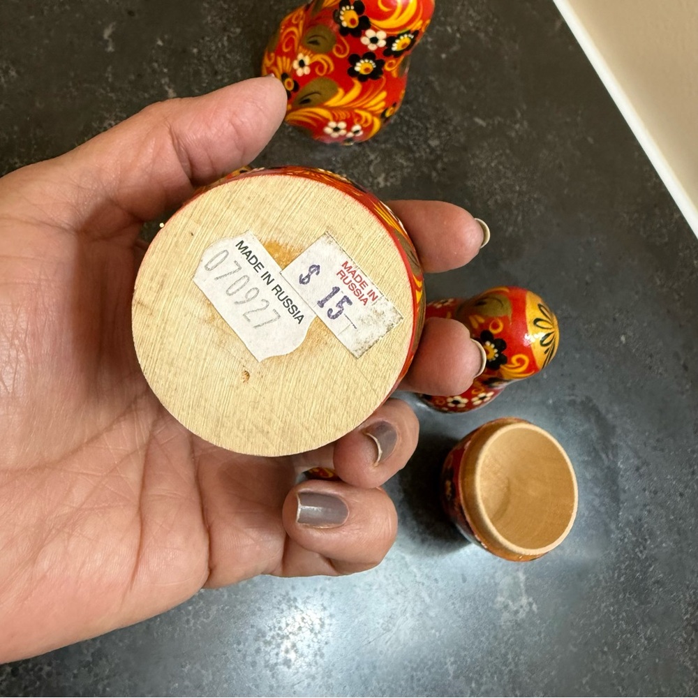 Vibrant Red and Yellow Floral Matryoshka Doll - Picture 6 of 9